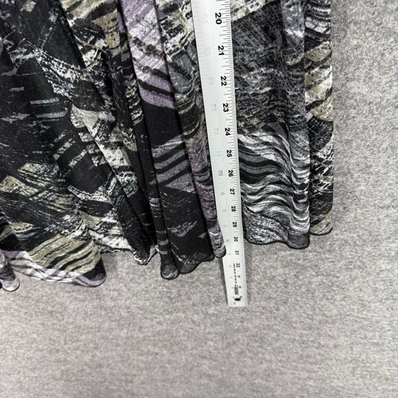 Creation Top Women L Large Black Geometric Open Front 3/4 Sleeve Casual - Picture 6 of 7